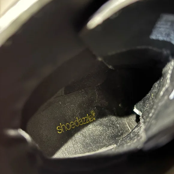 Shoe Dazzle Black Combat Boots with Buckle Detail - Picture 12 of 13